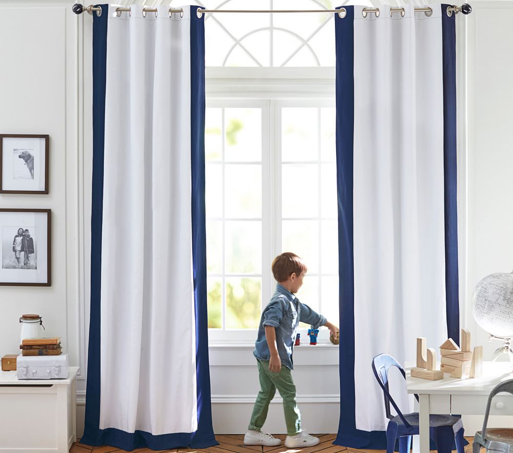 Colour Bordered Blackout Curtain Panel
